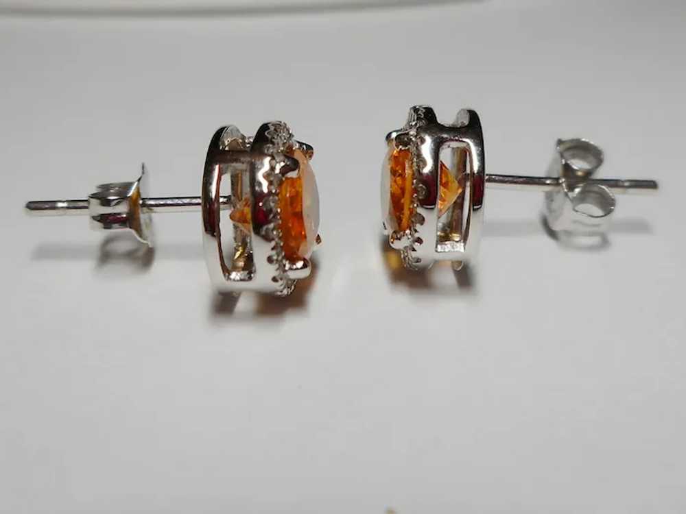 Diamond Orange Mandarin Spessartite Garnet Earrin… - image 6