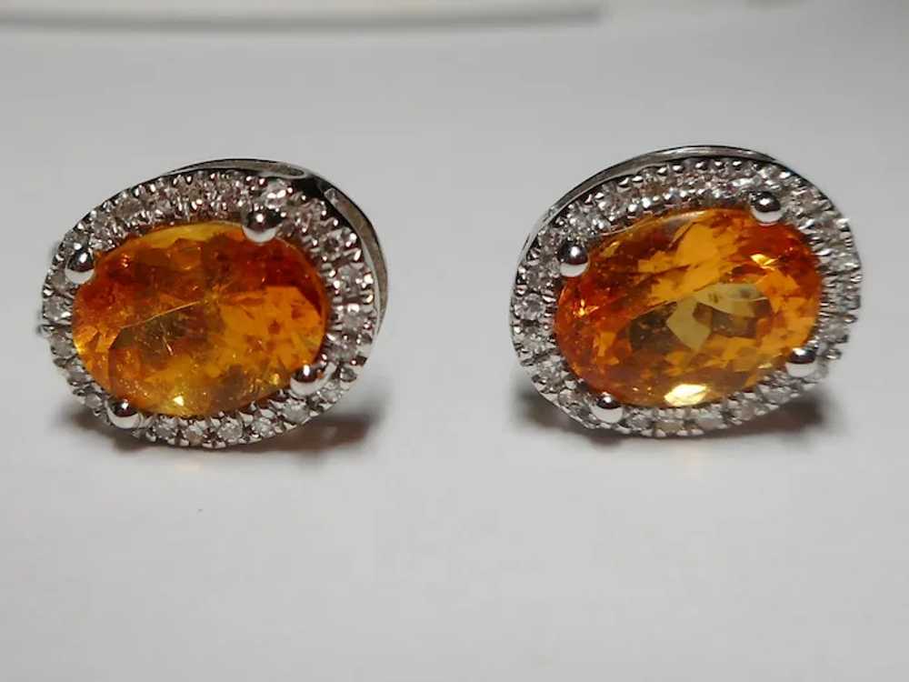 Diamond Orange Mandarin Spessartite Garnet Earrin… - image 7