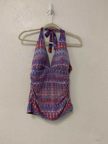 Swims LA BLANCA boho Y2k pink halter tankini swim 