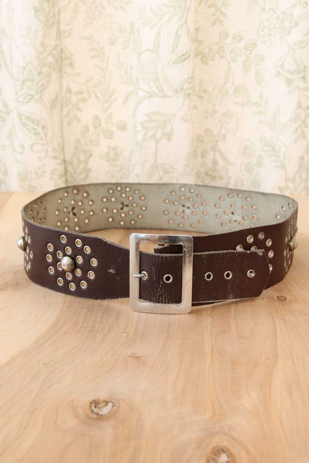 Thick Studded Leather Belt - image 3