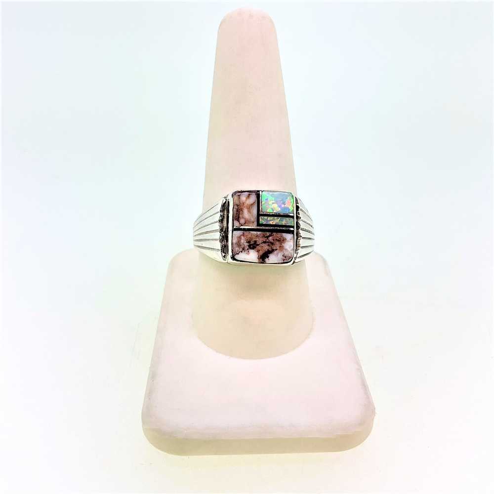 Sterling Silver with Opal and White Buffalo Ring … - image 2