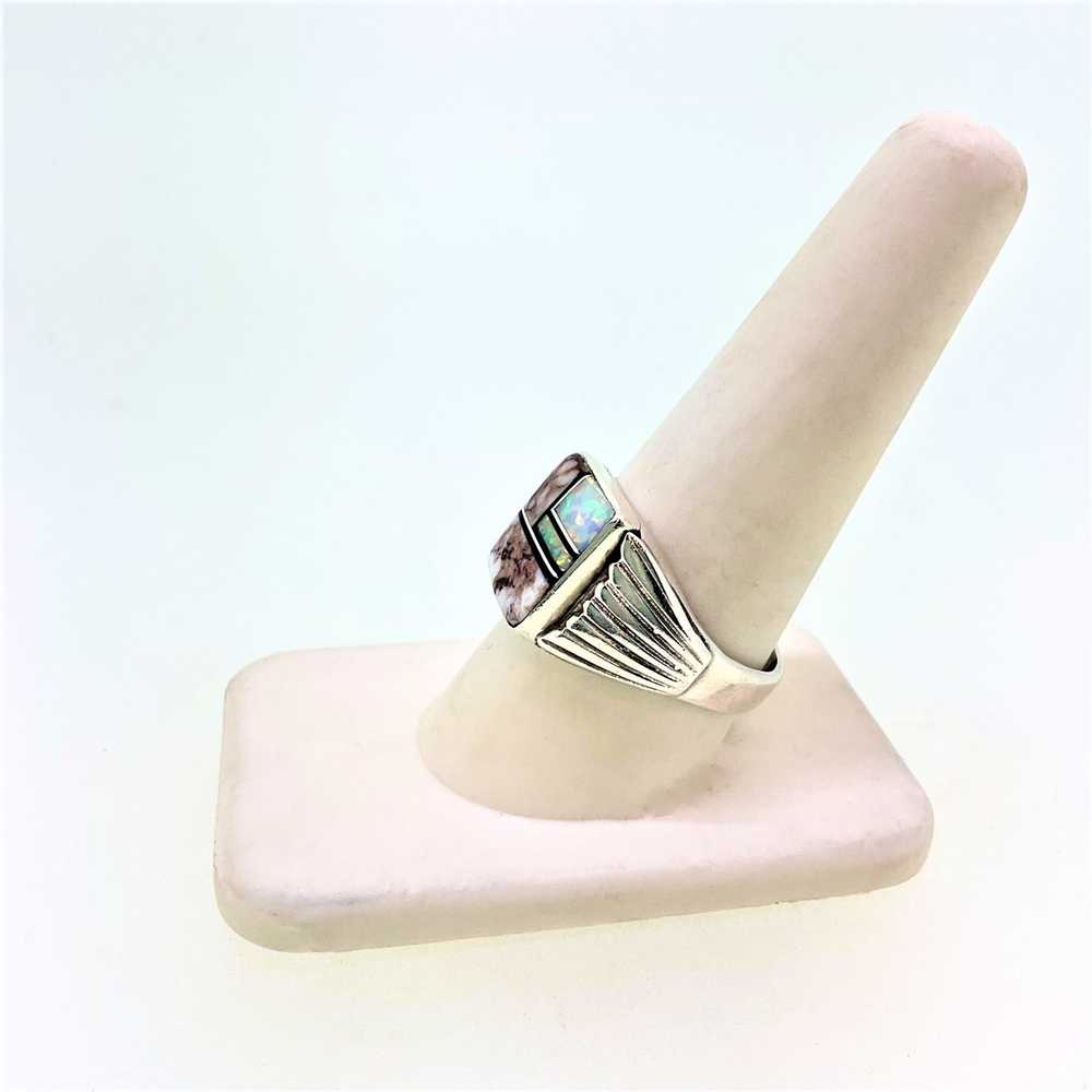 Sterling Silver with Opal and White Buffalo Ring … - image 3