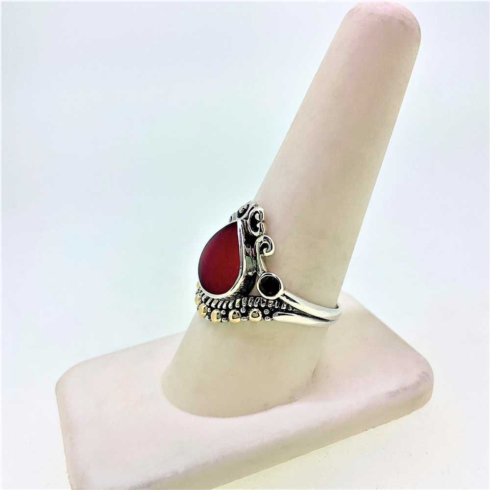 Sterling Silver with 18K Gold Accent, Red Coral, … - image 6