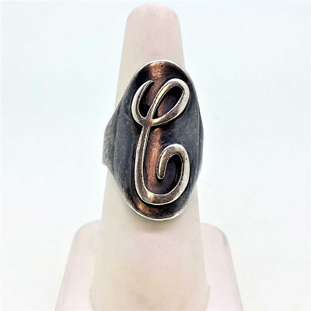 Sterling Silver Heavy Initial Ring Size 6 - image 1