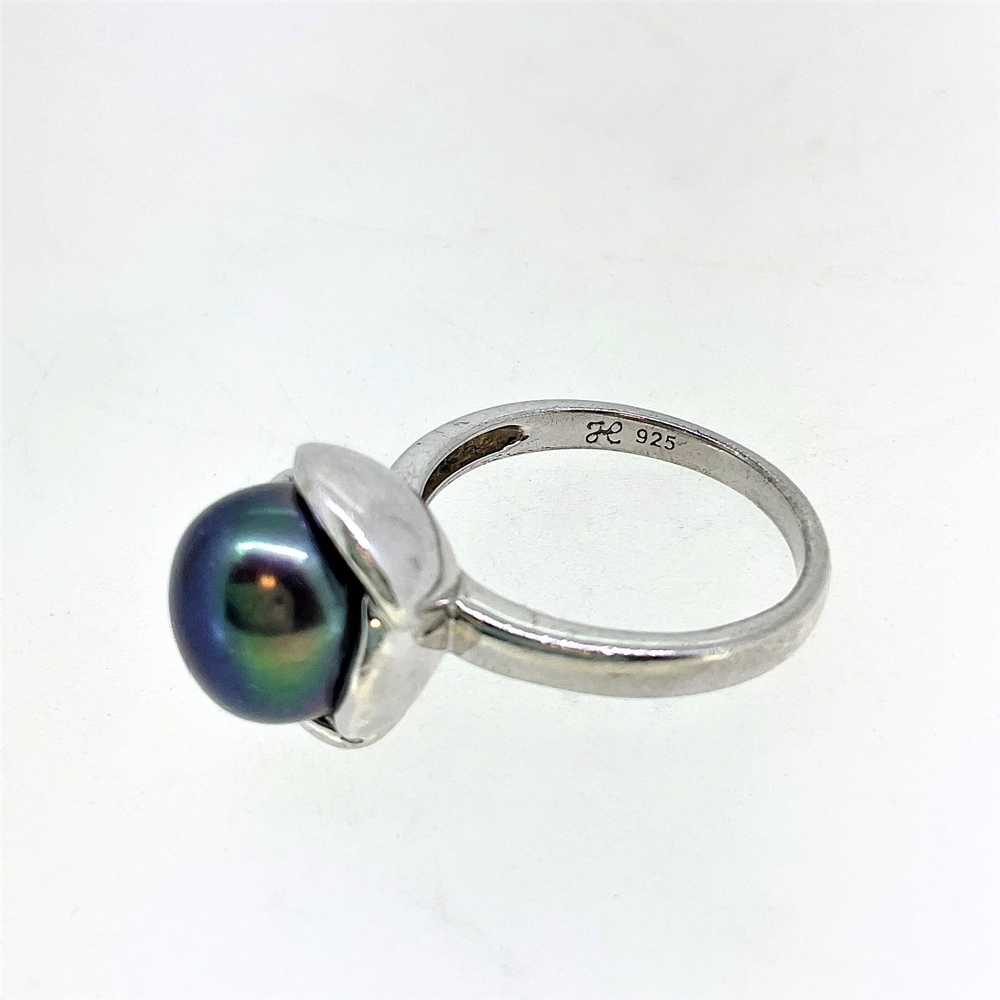Sterling Silver with Black Pearl Ring Size 7 ½ - image 2
