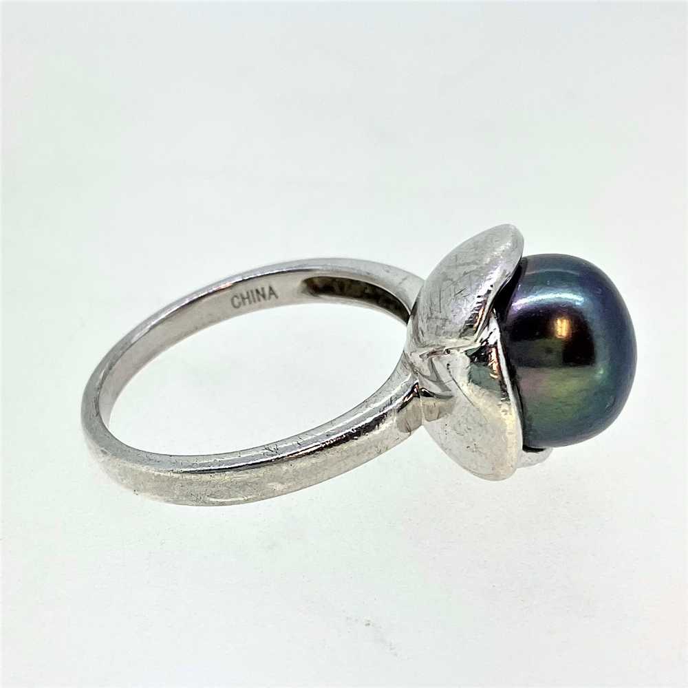 Sterling Silver with Black Pearl Ring Size 7 ½ - image 3