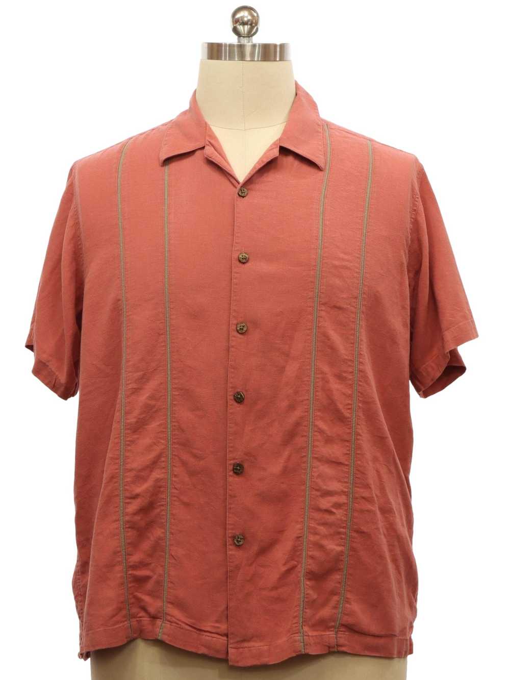 1990's Mens Linen Silk Blend Sport Shirt - image 1
