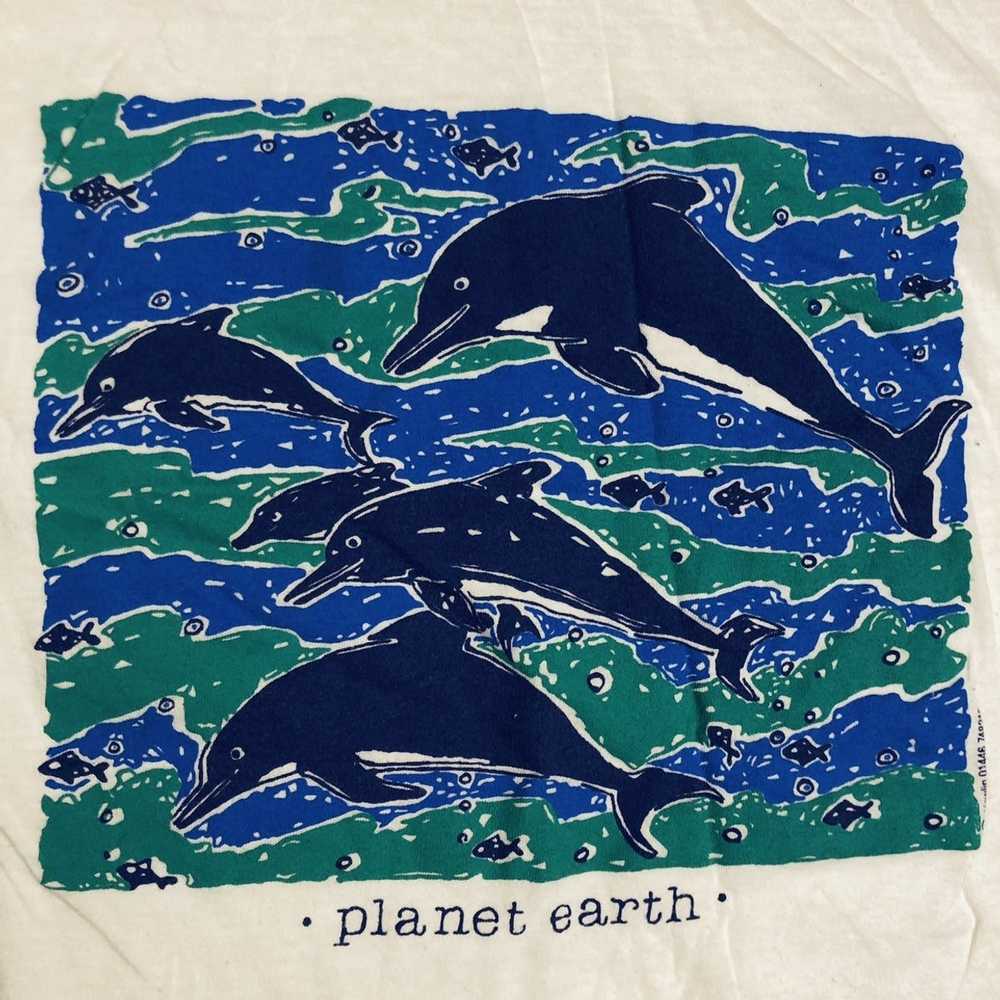Animal Tee × Art × Vintage 90s Planet Earth Vinta… - image 2