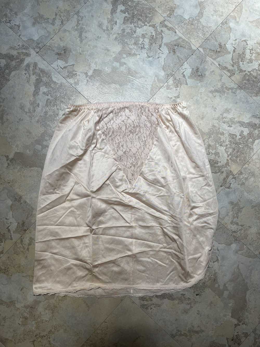 Vintage Pink satin lace slip skirt - image 1