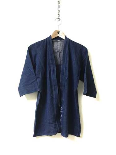 Vintage 70s Japanese Tradional Indigo Blue Noragi Style Kimono hotsell Animal Bird embroidered Cloak Denim Handmade Tank Vest sleeveless jacket Blue