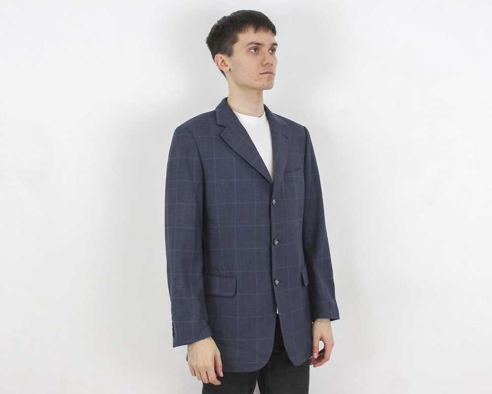 Burberry × Vintage London Wool Plaid Silk Blazer … - image 2