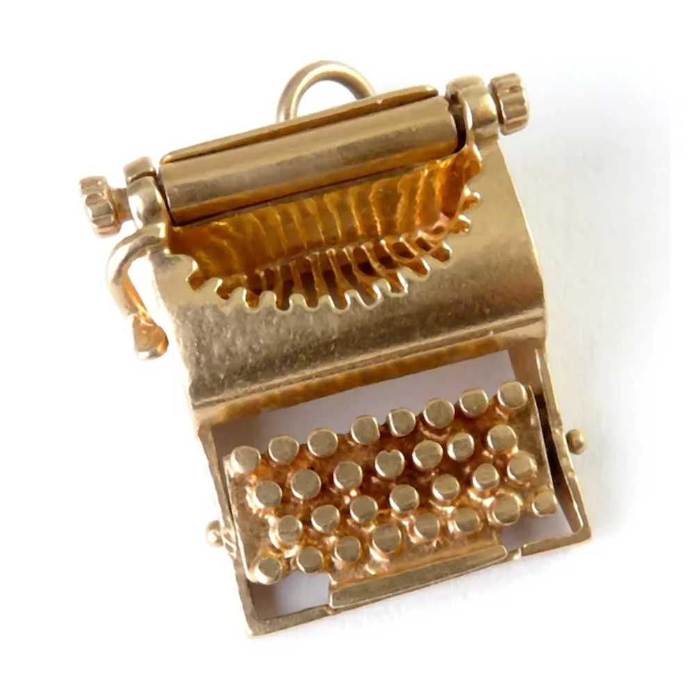 Vintage Large 14K Gold Mechanical Typewriter "I L… - image 4