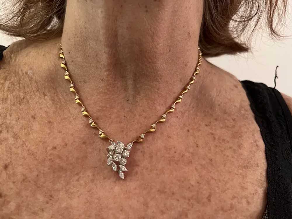18K Yellow Gold and Diamond Choker Necklace - image 2