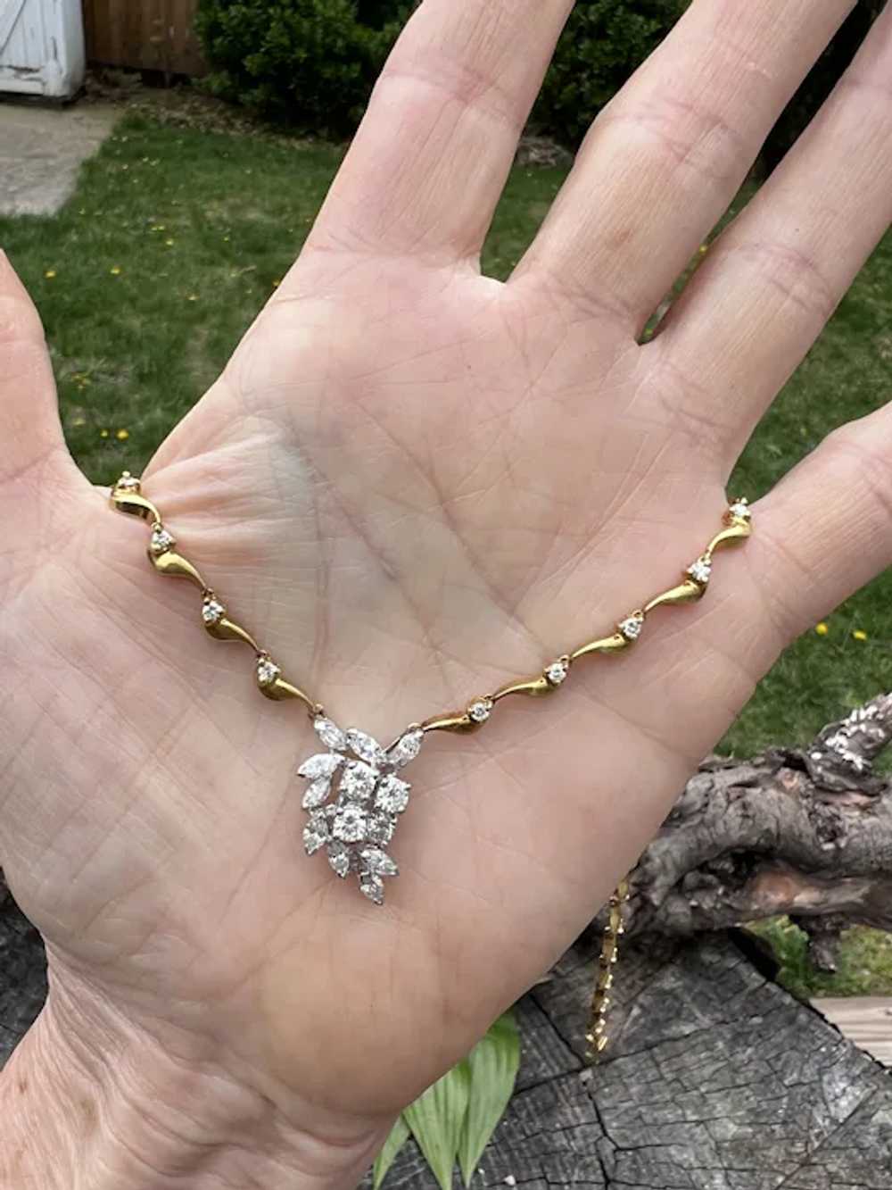 18K Yellow Gold and Diamond Choker Necklace - image 3