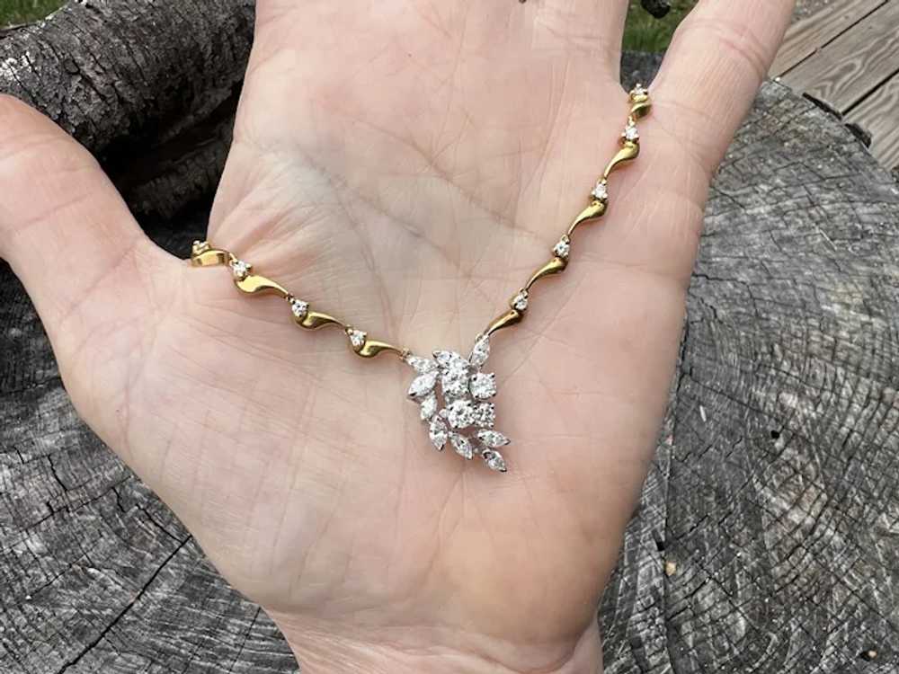 18K Yellow Gold and Diamond Choker Necklace - image 5