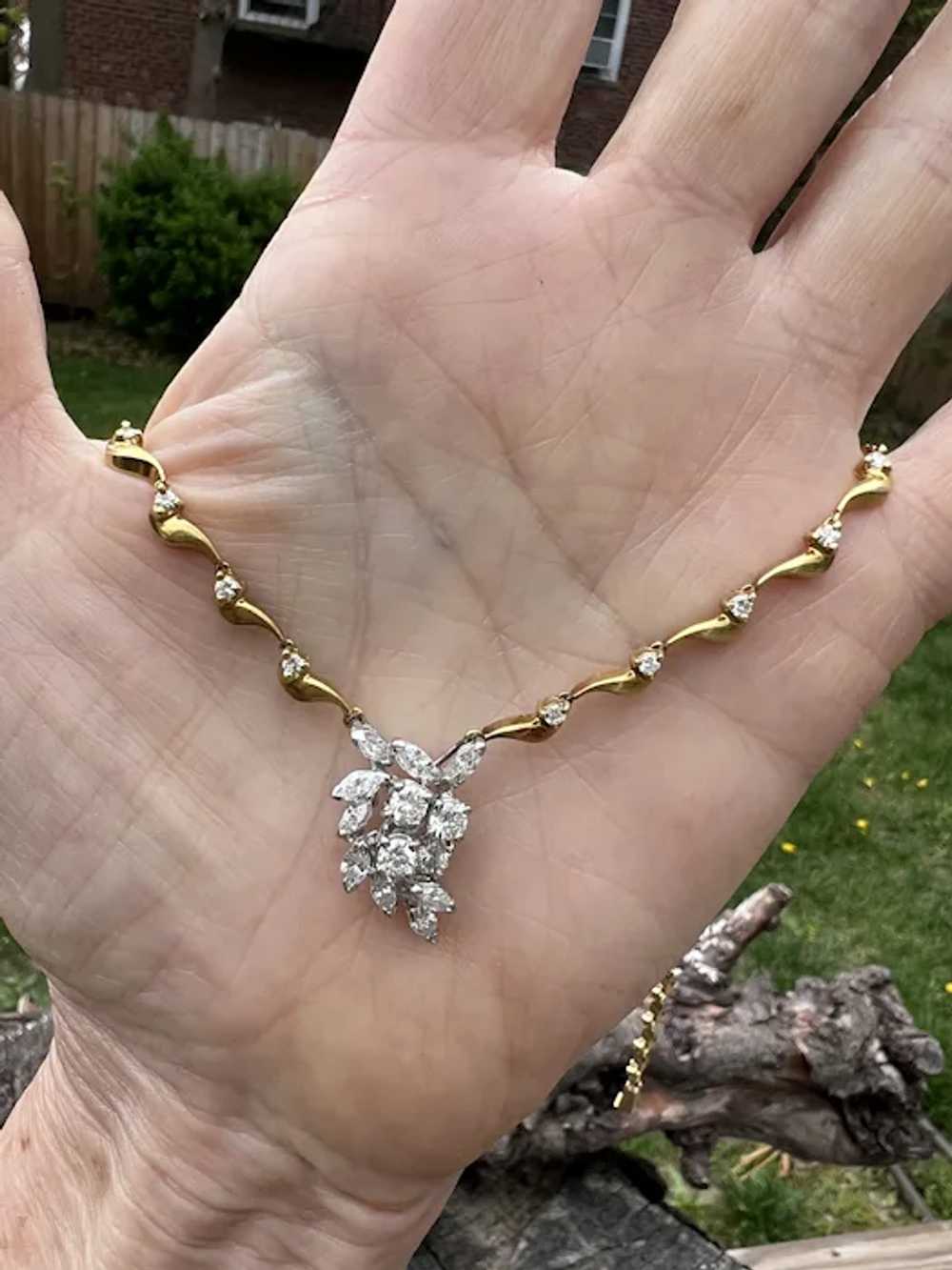 18K Yellow Gold and Diamond Choker Necklace - image 6
