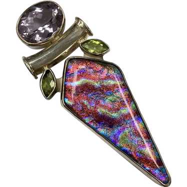 BIG Colorful Statement Pendant Sterling Silver, A… - image 1