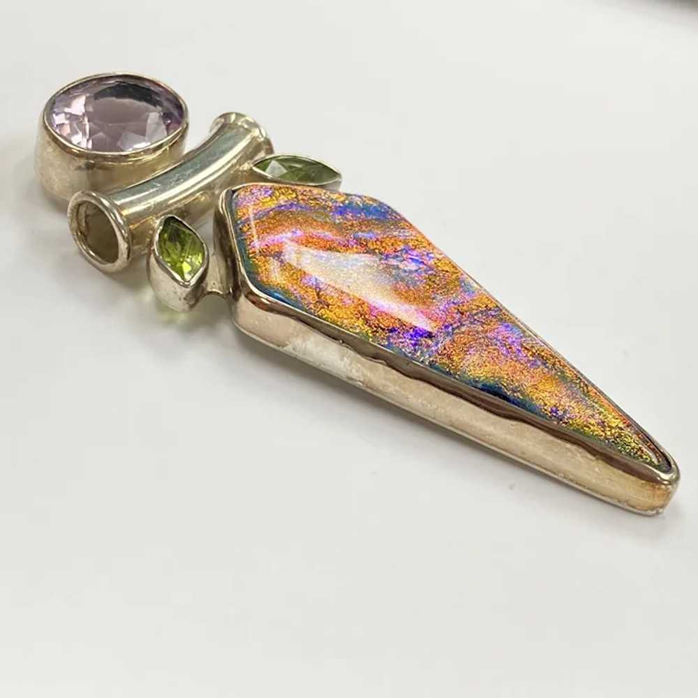 BIG Colorful Statement Pendant Sterling Silver, A… - image 2