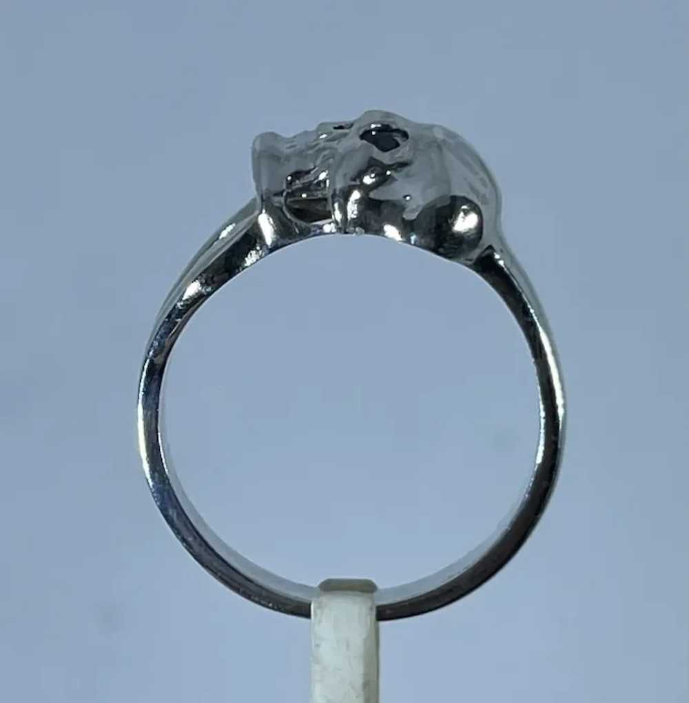 14k Blue Sapphire Skull Ring, free resize - image 7