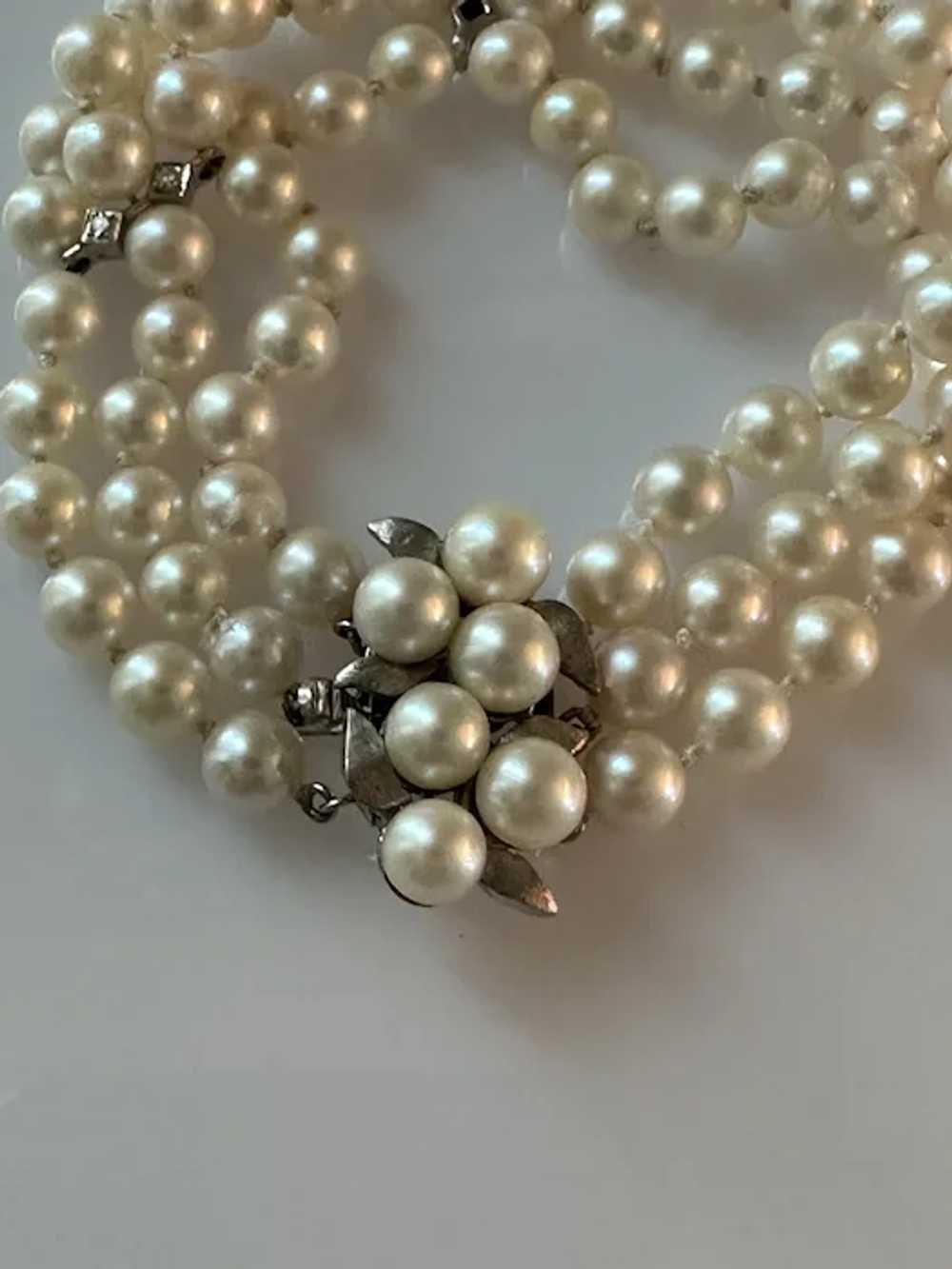 14K WG 3-Strand Pearl & Diamond Bracelet - image 8