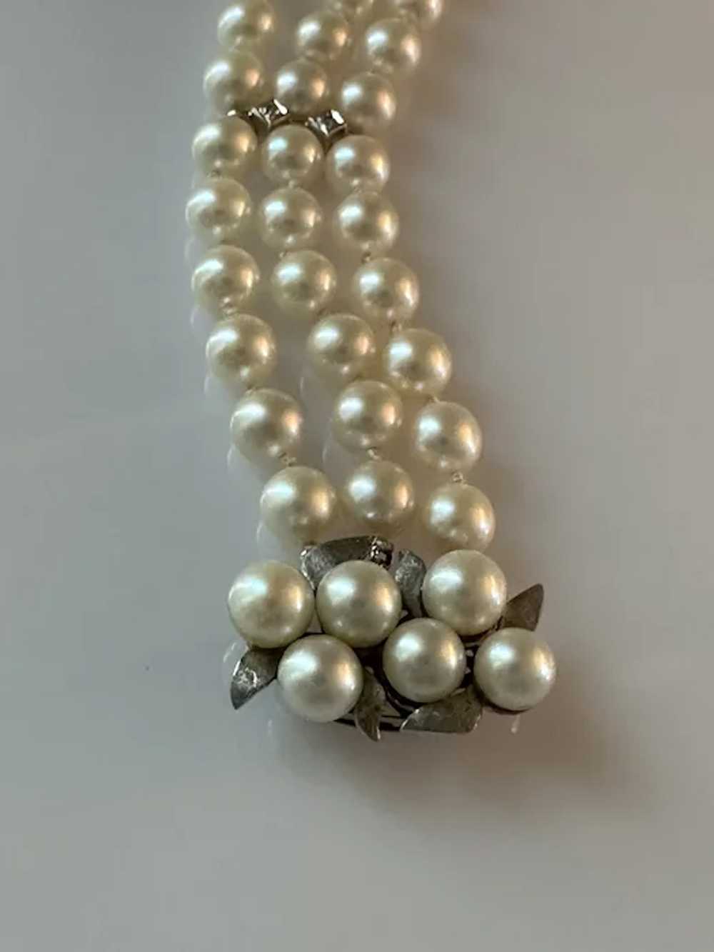 14K WG 3-Strand Pearl & Diamond Bracelet - image 9