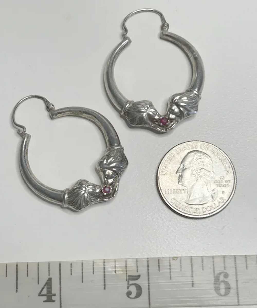 Sterling Silver Lion hoops natural Ruby - image 6