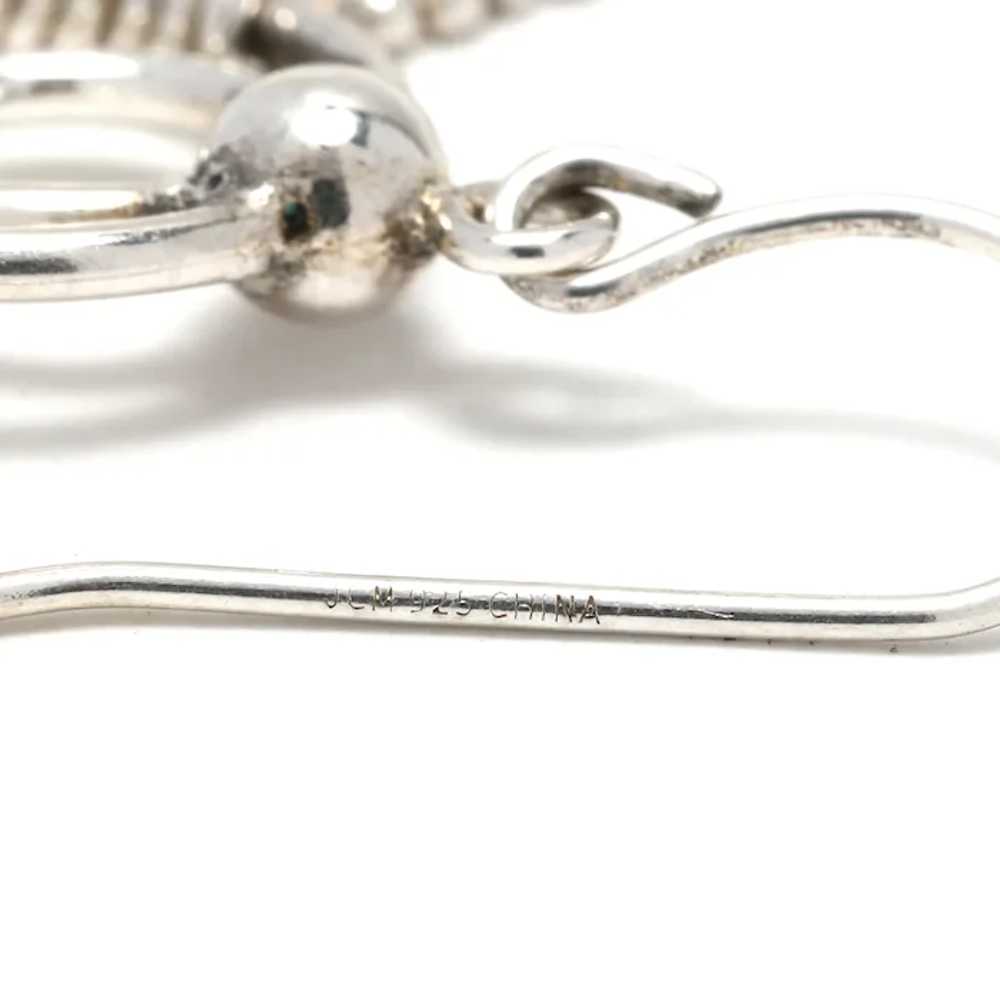 Long Tassel Dangle Earrings, Sterling Silver, Len… - image 3