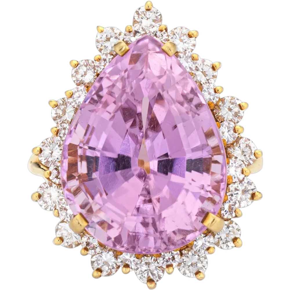 Kurt Wayne Kunzite 2.72ct Diamond Ring Vintage 18… - image 1