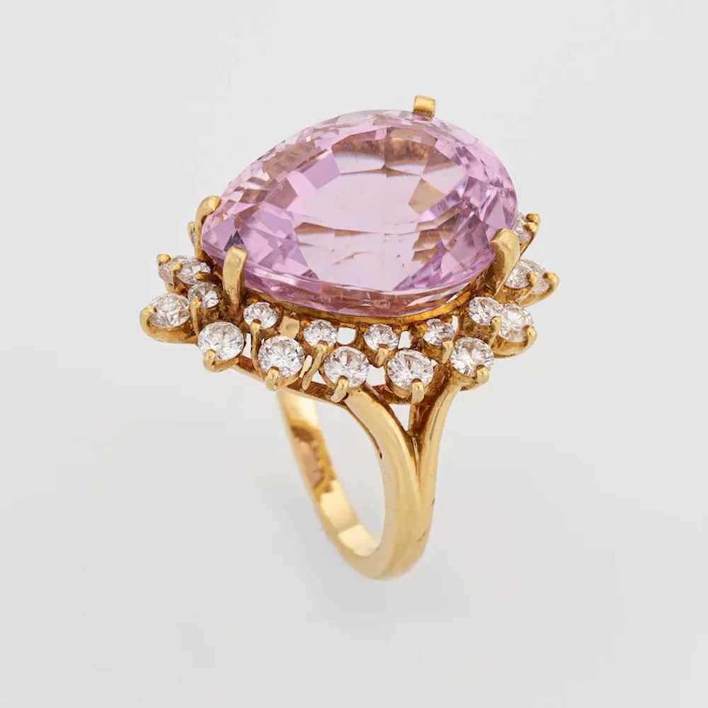 Kurt Wayne Kunzite 2.72ct Diamond Ring Vintage 18… - image 2