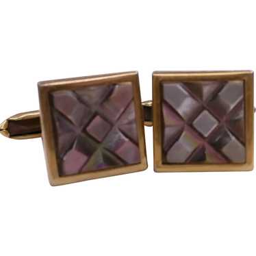 Signed Hadley Carved Shell Cufflinks