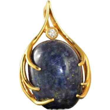 Estate 18K 5CT Lapis Lazuli and Diamond Pendant