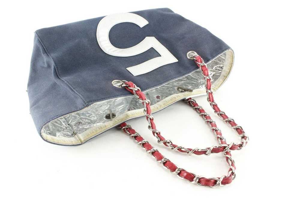 Chanel Chanel Navy Silver Red CC No. 5 Chain Tote… - image 10