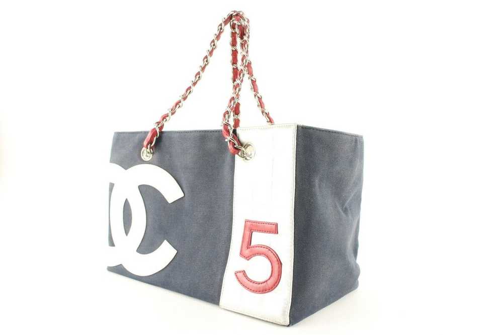 Chanel Chanel Navy Silver Red CC No. 5 Chain Tote… - image 12