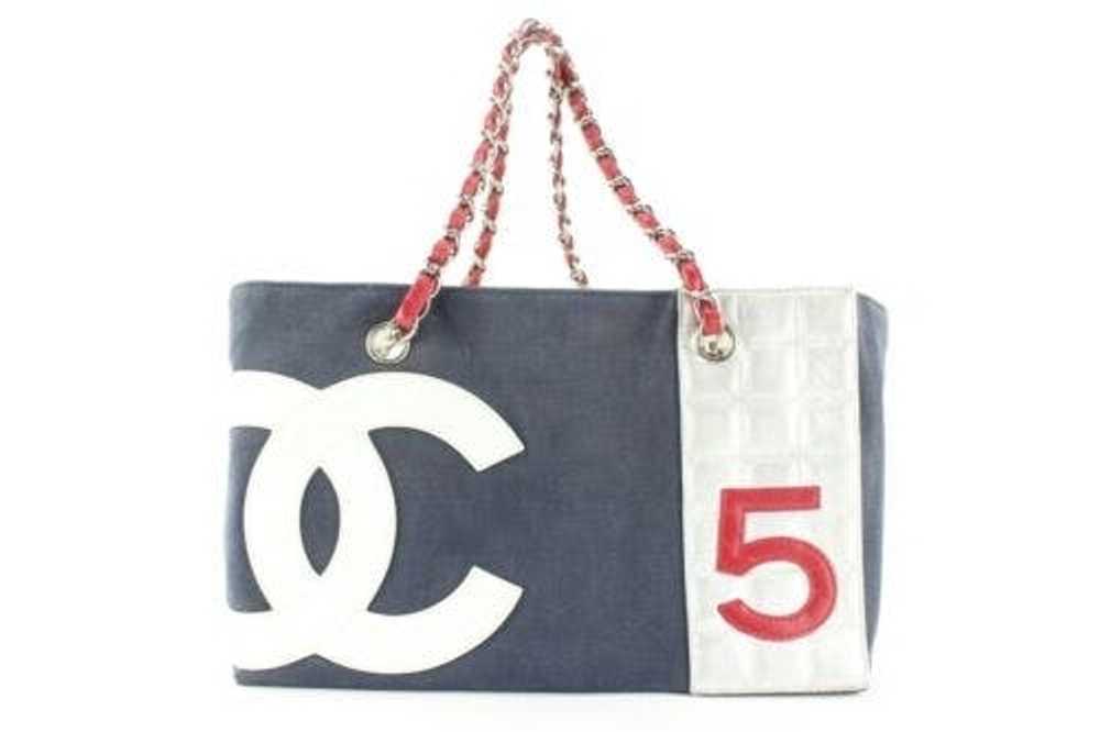 Chanel Chanel Navy Silver Red CC No. 5 Chain Tote… - image 1