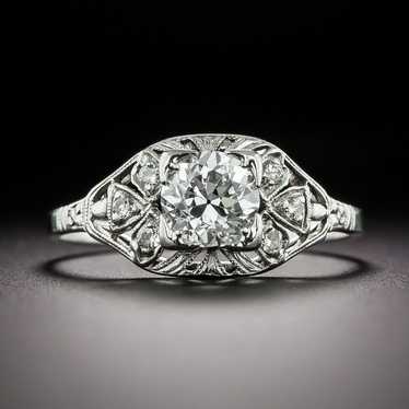 Art Deco .86 Carat Diamond Engagement Ring - GIA F