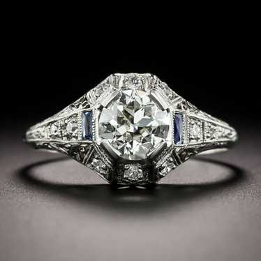 Art Deco Diamond and Calibre Sapphire* Engagement… - image 1