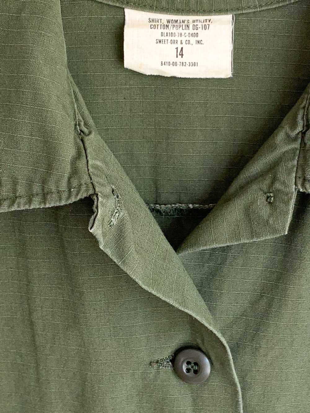 Upcycled Army Jacket With Calico Squares - image 5