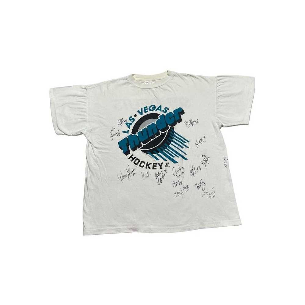 NHL × Vintage Vintage Las Vegas Thunder Signed T-… - image 1