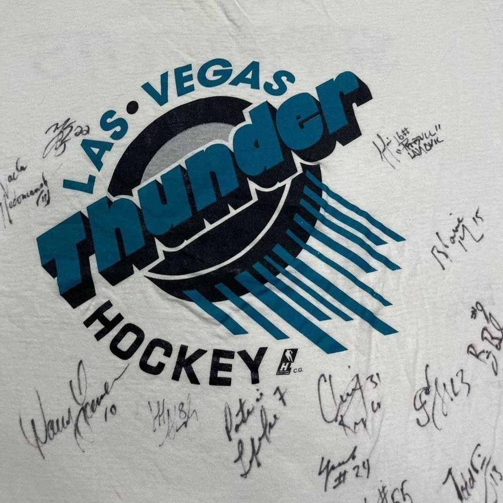 NHL × Vintage Vintage Las Vegas Thunder Signed T-… - image 3