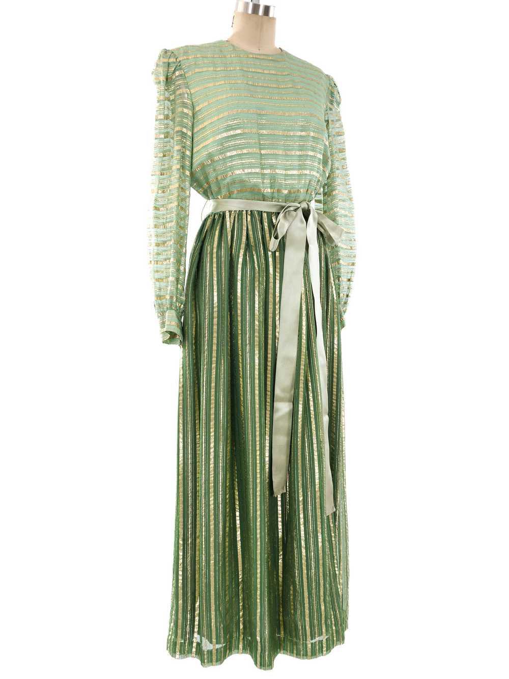 Richilene Metallic Green Lurex Gown - image 3