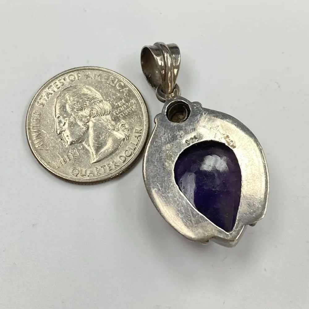 Amethyst and Cultured Pearl Pendant Sterling Silv… - image 3