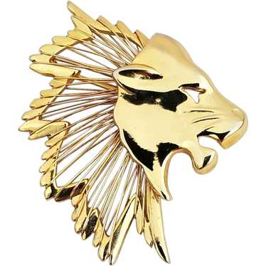 Gold MMA Lion Head Brooch Pendant