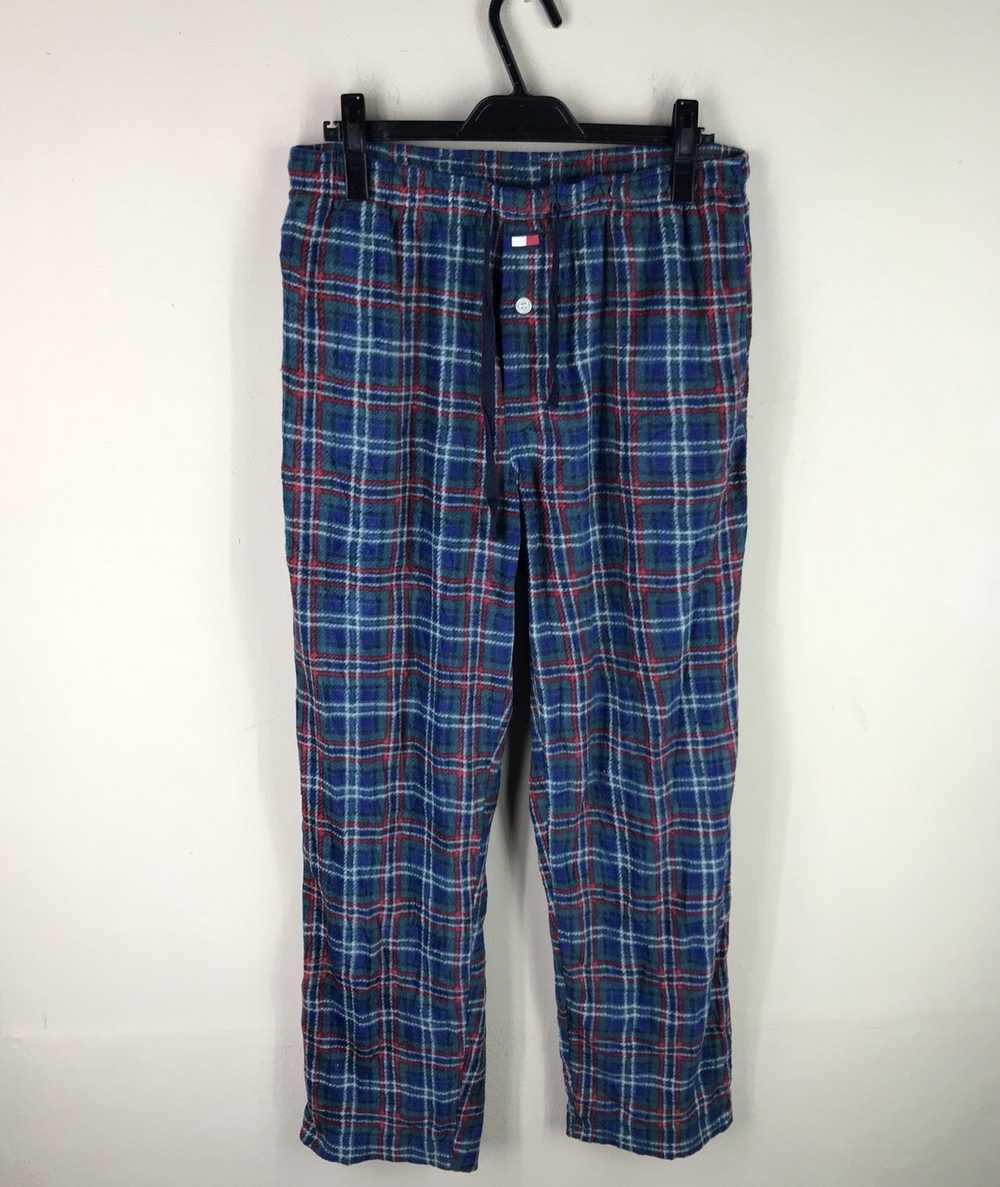 Tommy Hilfiger Plaid Pajama Button Fleece Lounge … - image 1