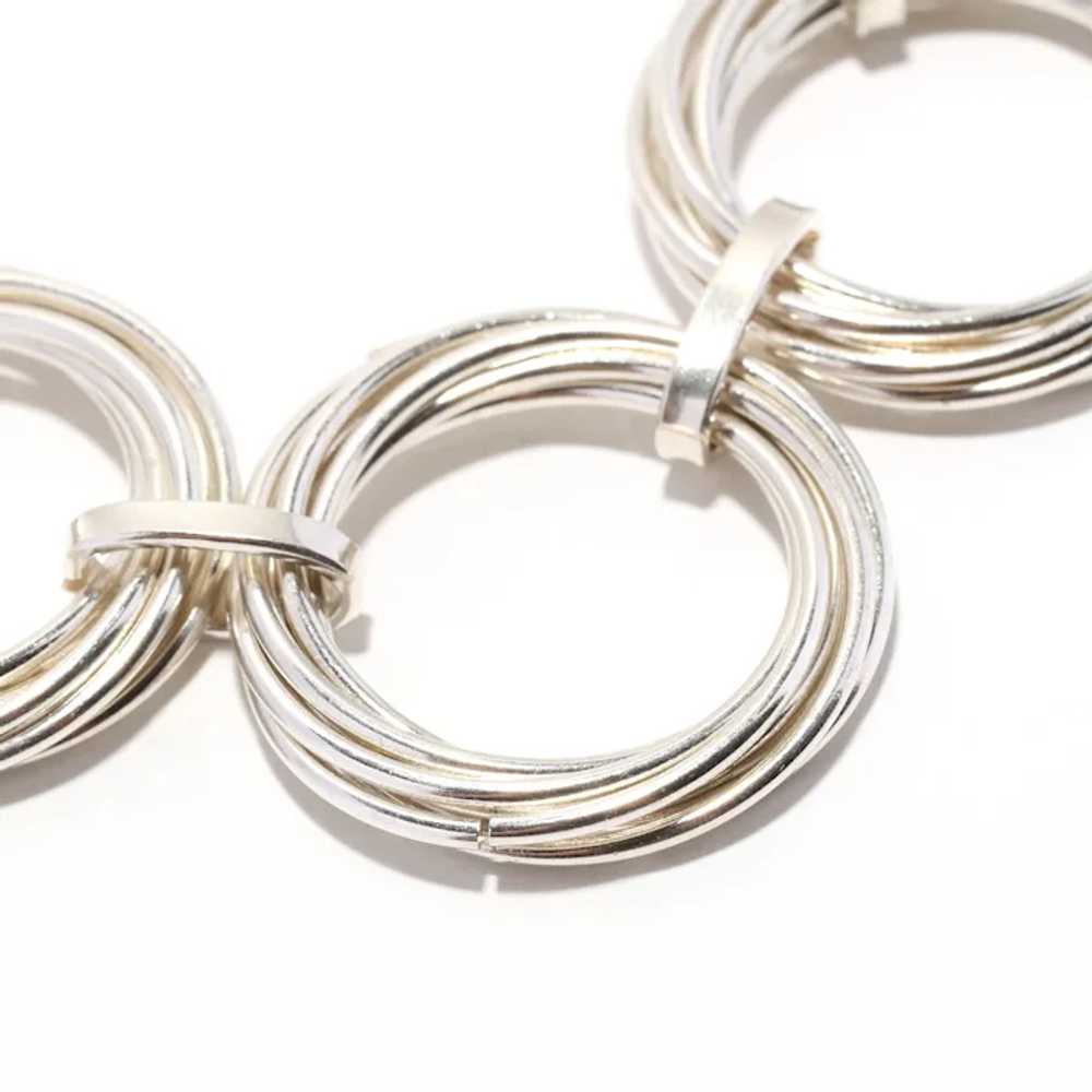 Circle Link Bracelet, Sterling Silver, Length 8 I… - image 2