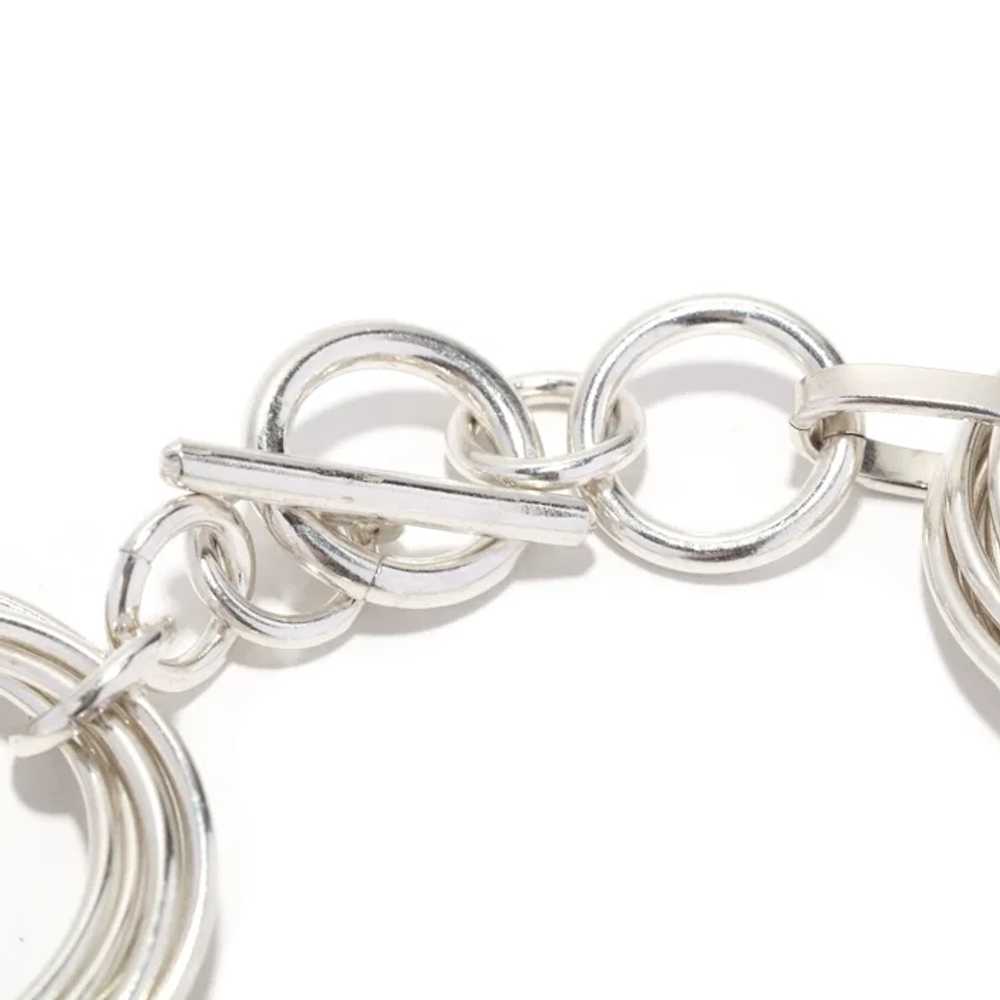 Circle Link Bracelet, Sterling Silver, Length 8 I… - image 3