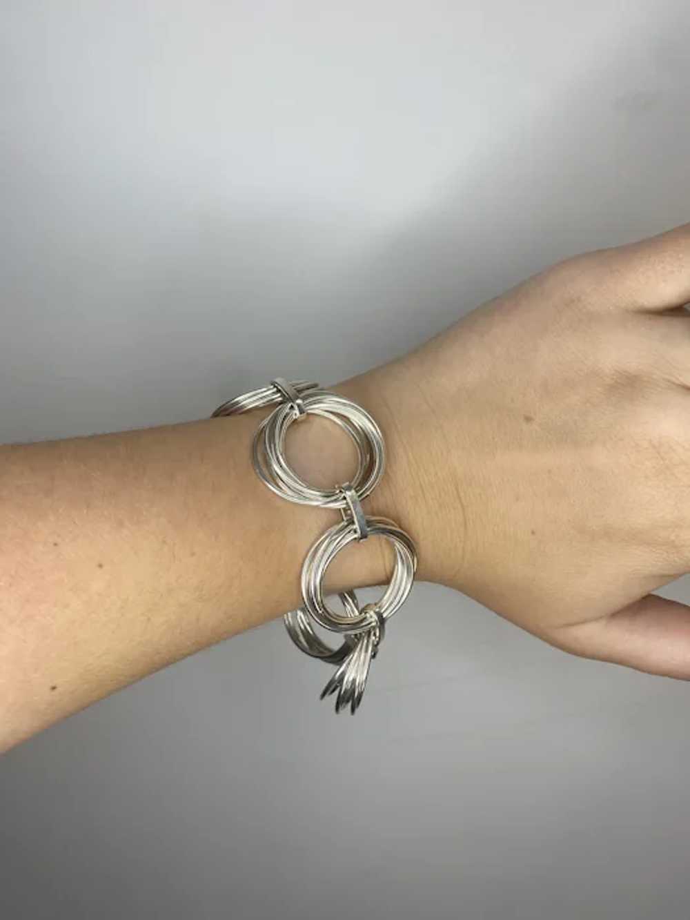 Circle Link Bracelet, Sterling Silver, Length 8 I… - image 5
