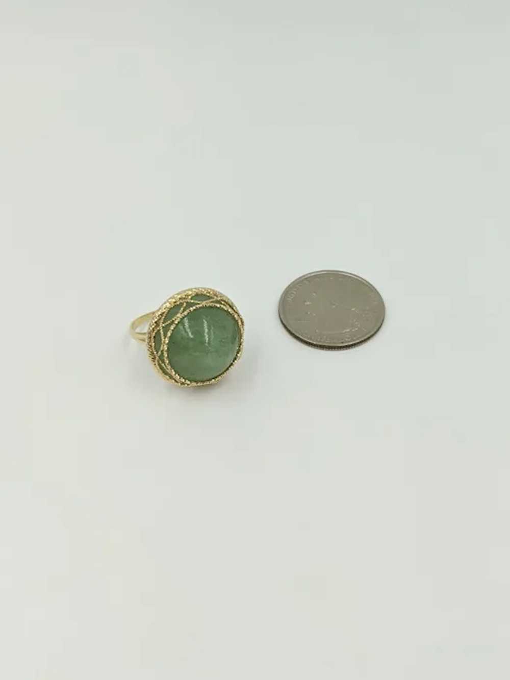 Sparkling 14K Yellow Gold Green Jade Cabochon Ita… - image 11