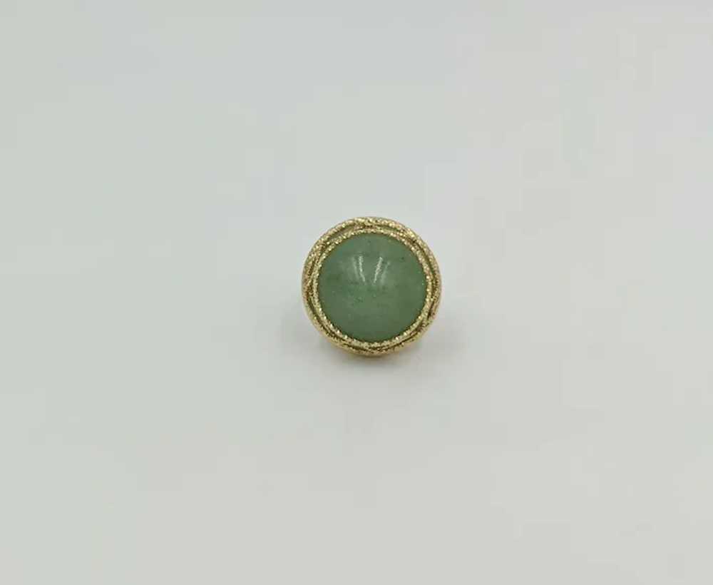 Sparkling 14K Yellow Gold Green Jade Cabochon Ita… - image 12