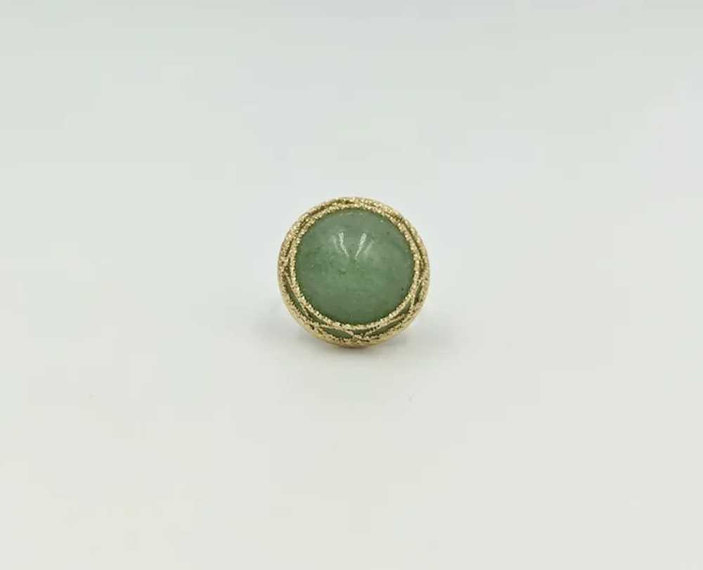 Sparkling 14K Yellow Gold Green Jade Cabochon Ita… - image 8