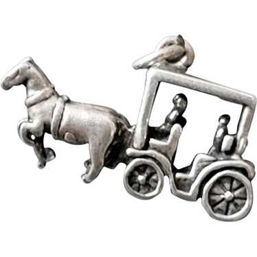 Sterling Silver Amish Country Charm Horses Buggy … - image 1